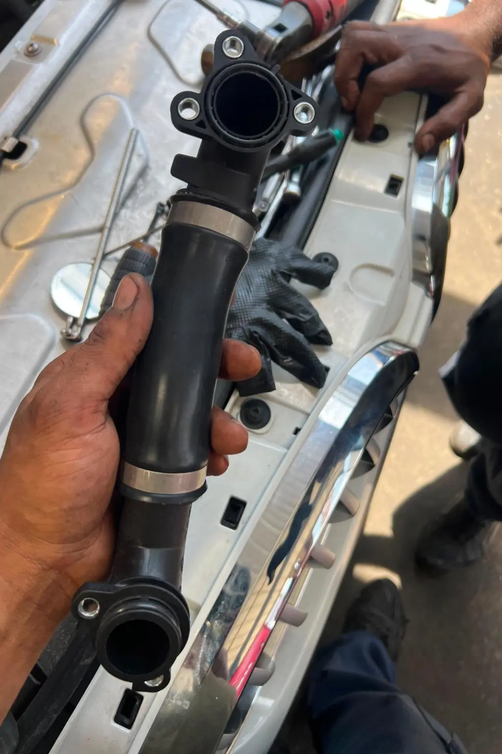 Post-accident suspension inspection ensuring road safety and structural integrity at BMW and More Auto Care LLC.